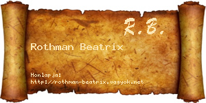 Rothman Beatrix névjegykártya